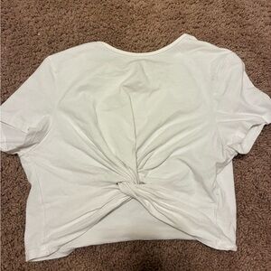SHEIN White Short Sleeve Twist-Back Tee